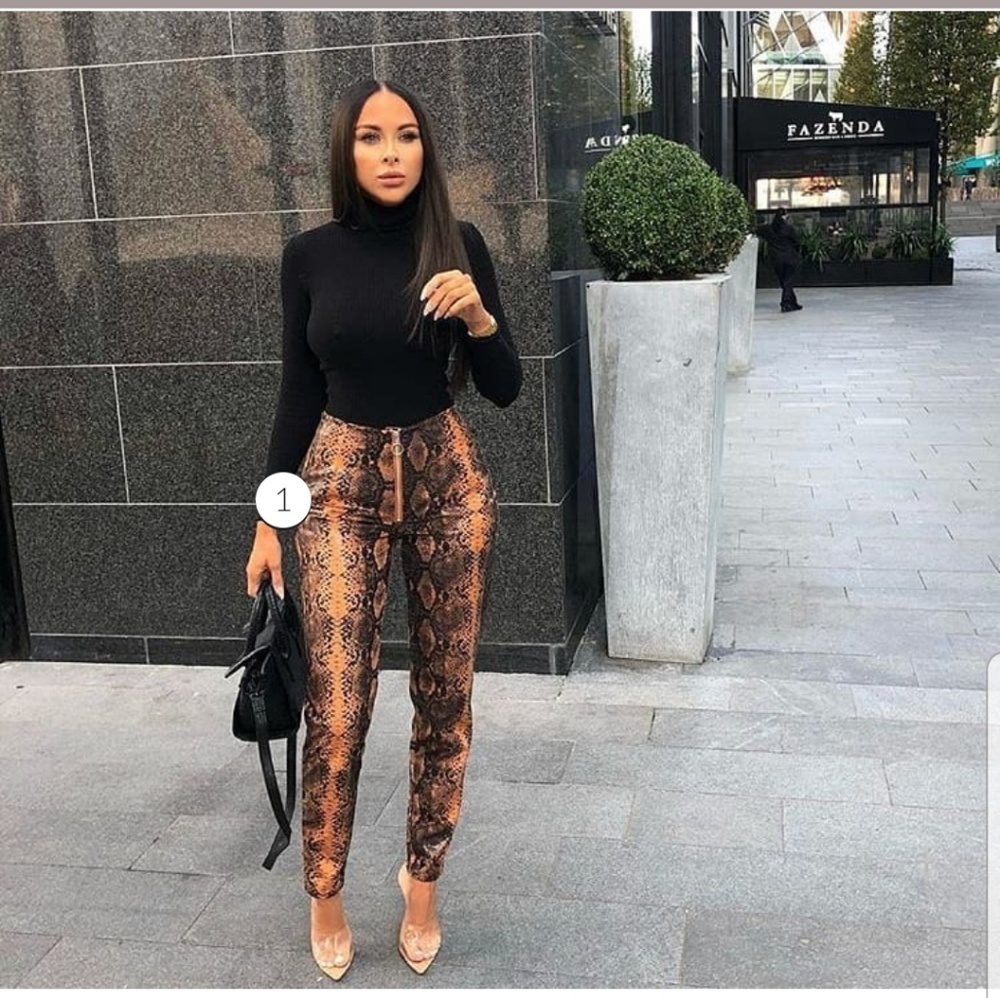 Snake coated trousers